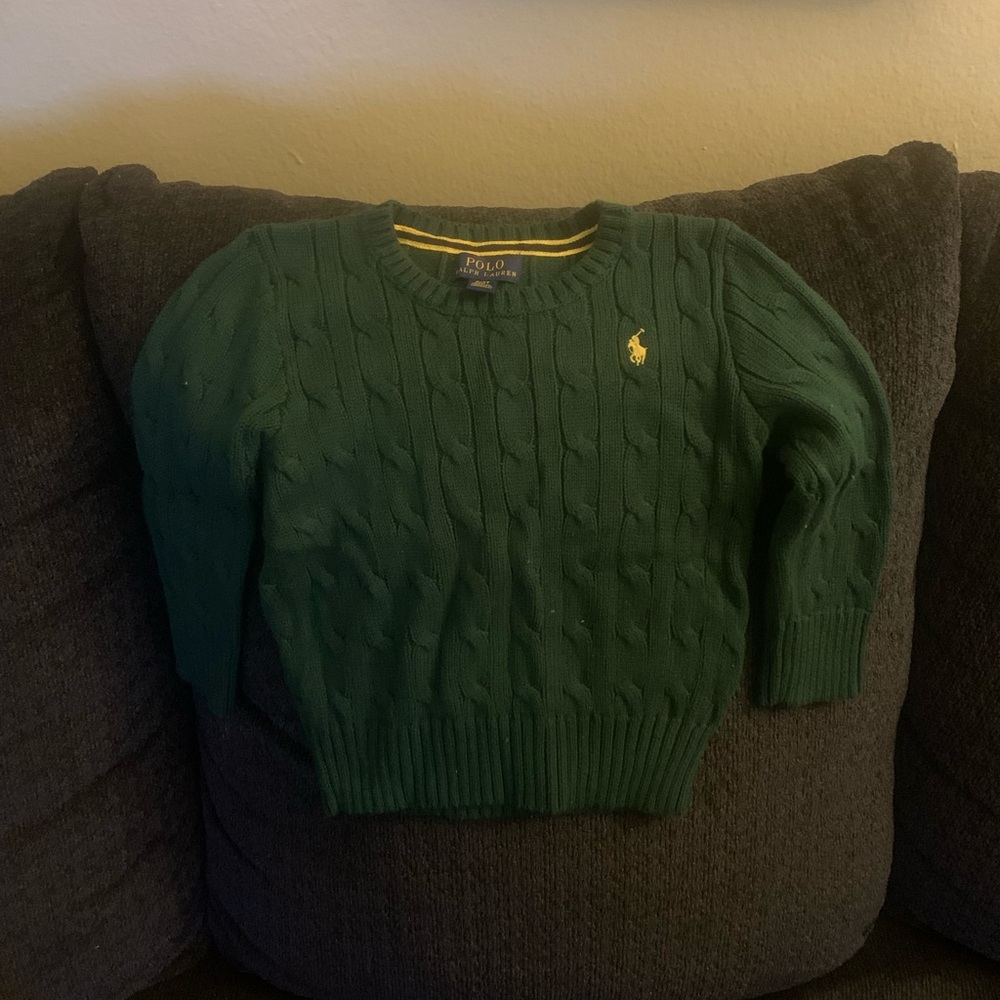 Polo by Ralph Lauren Forest Green Cable Knit Crewneck Sweater